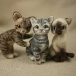 Állatok - Macskák nemezelt gyapjúból