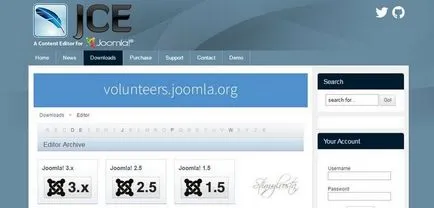 JCE joomla - beállítás szövegszerkesztő