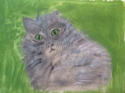 Cat Festés gouache lépéseket a gyermekek számára