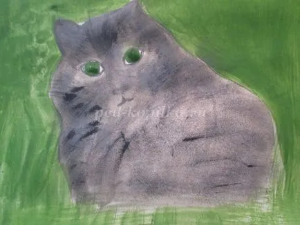 Cat Festés gouache lépéseket a gyermekek számára