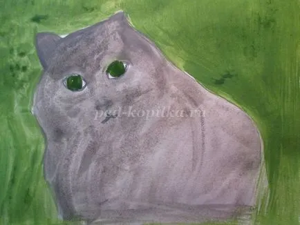 Cat Festés gouache lépéseket a gyermekek számára