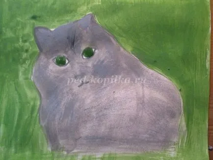 Cat Festés gouache lépéseket a gyermekek számára