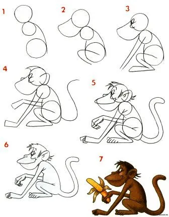 Cum de a desena o maimuță pentru copii