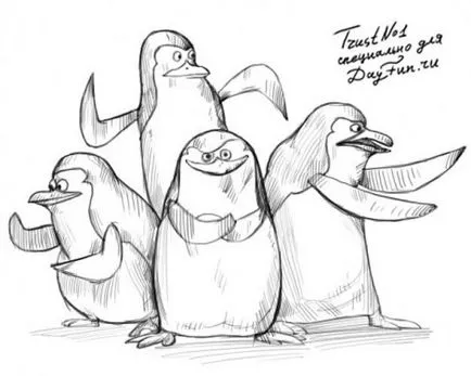 Cum să atragă Pinguinii din Madagascar etape creion