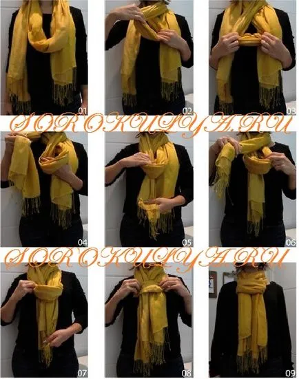 Как да се връзвам шал за покриване на лицето му - красива мода