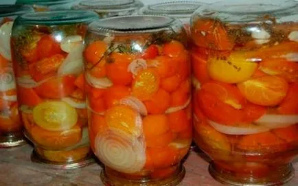 Домати консервирани, домати до сладко-литров буркан