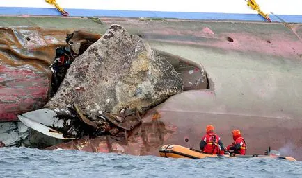 A összeomlása a hajó Costa Concordia, fotó hírek