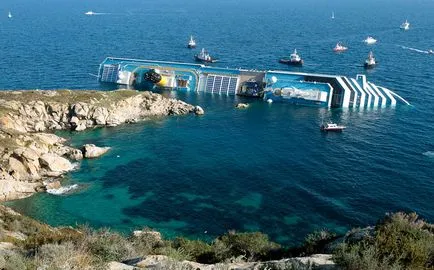 A összeomlása a hajó Costa Concordia, fotó hírek