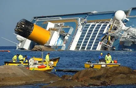 A összeomlása a hajó Costa Concordia, fotó hírek