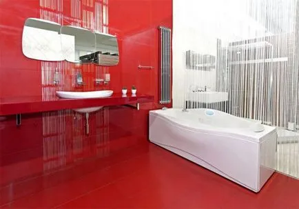 Piros-fehér fürdőszoba fotó