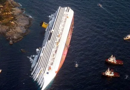 A összeomlása a hajó Costa Concordia, fotó hírek