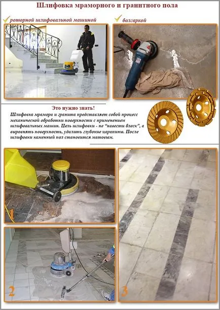 Шлайфане и полиране на каменни подове работи с мрамор и гранит