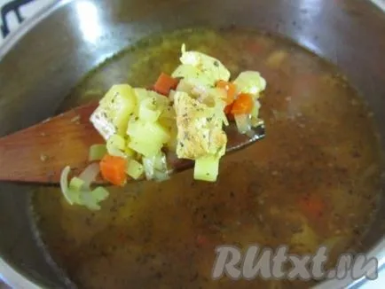 Supă cremă acută cu pui și crocante crutoane - reteta cu fotografii