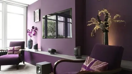 tapet violet în camera de zi Design armonios de camere pentru persoane creative (65 poze)