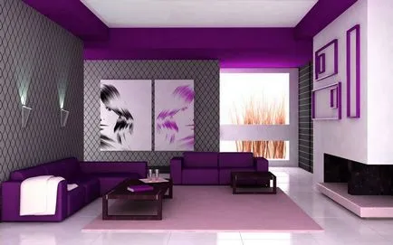 tapet violet în camera de zi Design armonios de camere pentru persoane creative (65 poze)