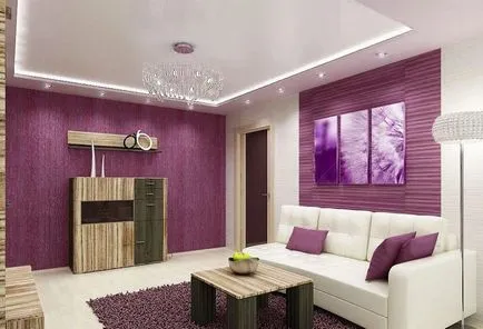 tapet violet în camera de zi Design armonios de camere pentru persoane creative (65 poze)