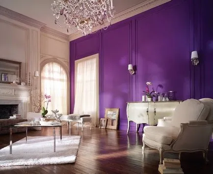 tapet violet în camera de zi Design armonios de camere pentru persoane creative (65 poze)