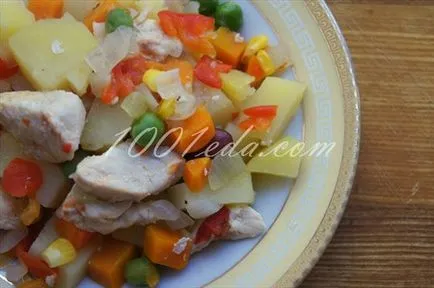 Recept egy finom burgonyával zöldséget és húst - meleg ételek 1001 étel