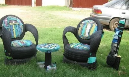 Градински мебели от гуми със собствените си ръце (видео)