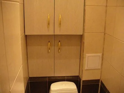 Санитарно шкаф в килера зад тоалетната с ръцете си и опции снимка