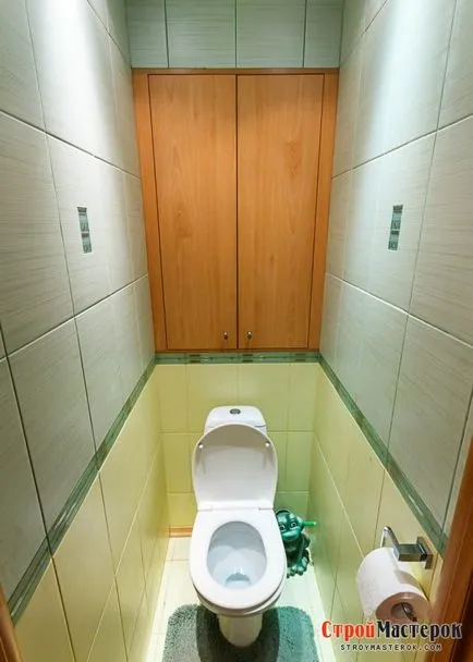 Cabinetul sanitar în toaletă cu mâinile sale finisaje