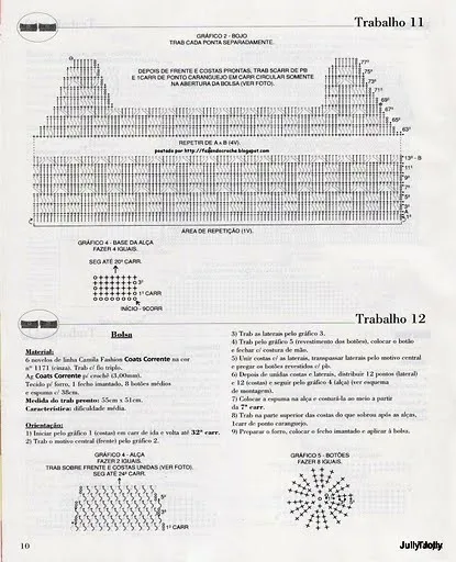 Saci de forme diferite, croșetat, brodată