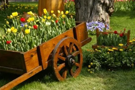Wagon в градината дизайн в