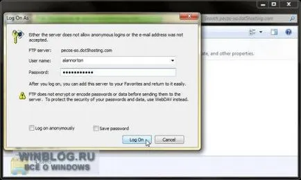 Trei prin ftp metodă de transfer de fișiere prin ferestre, transfer de fișiere prin FTP în Windows 7 -