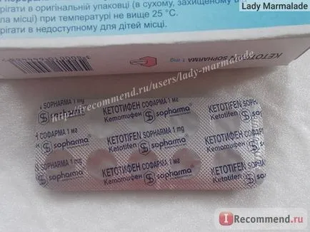 Szerek allergia kezelésére Moshimfarmpreparaty ketotifen (tabletta) - „Ketotifenum ment körülbelül