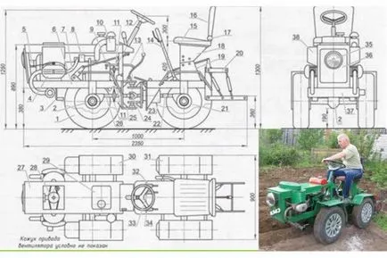 Auto 4x4 de casă mini tractor de basculare cadru cu mâinile