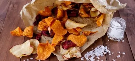 Chips la domiciliu - retete aperitiv din cartofi, dovleci, banane și carne