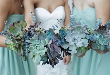 Сватбен букет с сукуленти - съвременна модна тенденция в сватба цветя