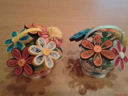 Această clasă de master detaliate Quilling flori spune cum să facă un buchet cu mâinile într-un coș