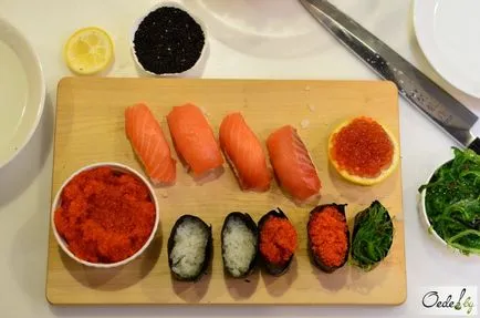 Felkészülés sushi az étteremben