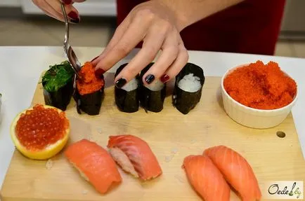 Felkészülés sushi az étteremben