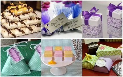 Idei pentru nunta cutii de bomboane de materiale diferite, cu fotografii