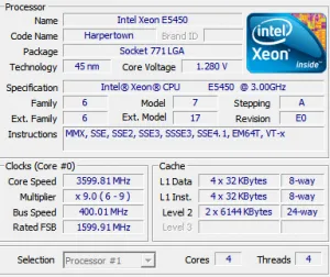 Intel Xeon E5450 и X5450 спецификации, одит и e0 c0, производителност и овърклок