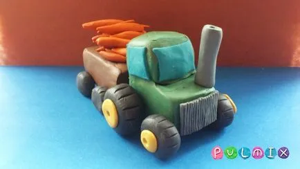 Cum de a sculpta un tractor cu o remorcă de plastilină