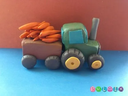 Cum de a sculpta un tractor cu o remorcă de plastilină