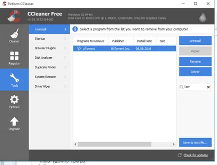 Как да инсталирате и напълно премахнато от Utorrent на компютърна програма