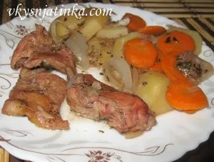 Заек яхния със зеленчуци - рецепта със снимки