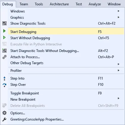 Az első lépések c Visual Studio, microsoft docs