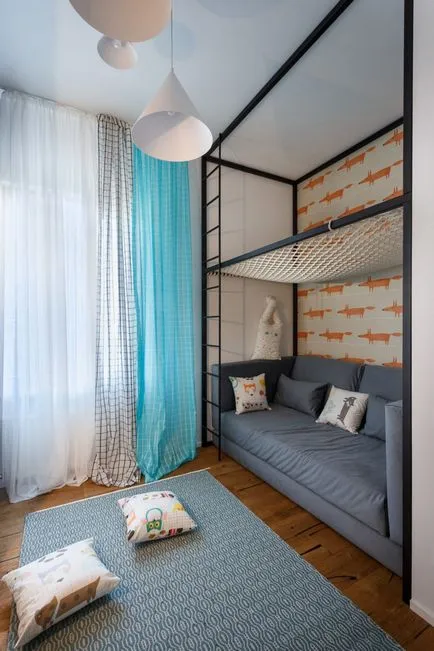 Design-ul original al apartament cu două camere, cu un dormitor și de copii