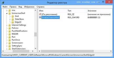 Kikapcsolása a varázsa bár panel Windows 8