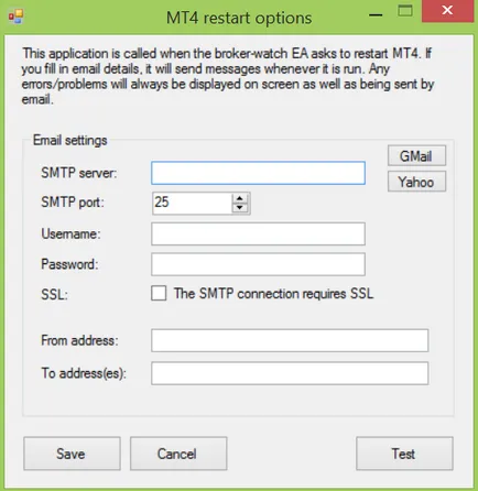 Program pentru repornire automată MetaTrader 4 atunci când conexiunea este pierdut