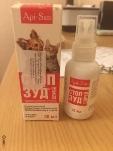 Megáll viszketés (spray) a kutyák és a macskák, véleménye a kábítószer-használat az állatok az állatorvosok és a