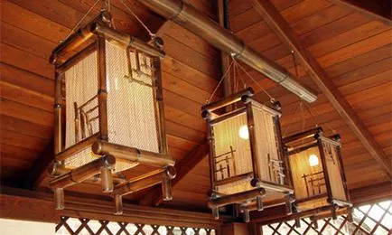 Lámpák bambuszból készült kezével gyakorlati tanácsokat