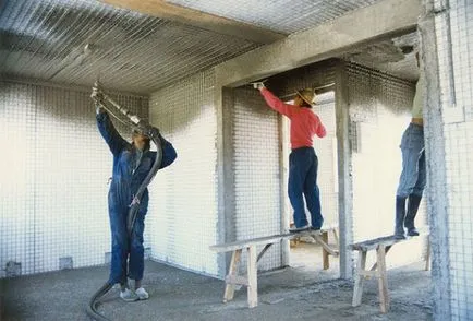 Gunite caracteristici concrete ale shotcrete, compoziție, fotografie