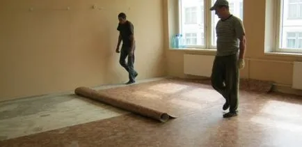 De stabilire a linoleum pe podea de beton substrat special, tehnologia