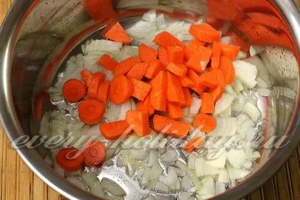 Запържете говеждо месо с лук и моркови рецепта с червен боб